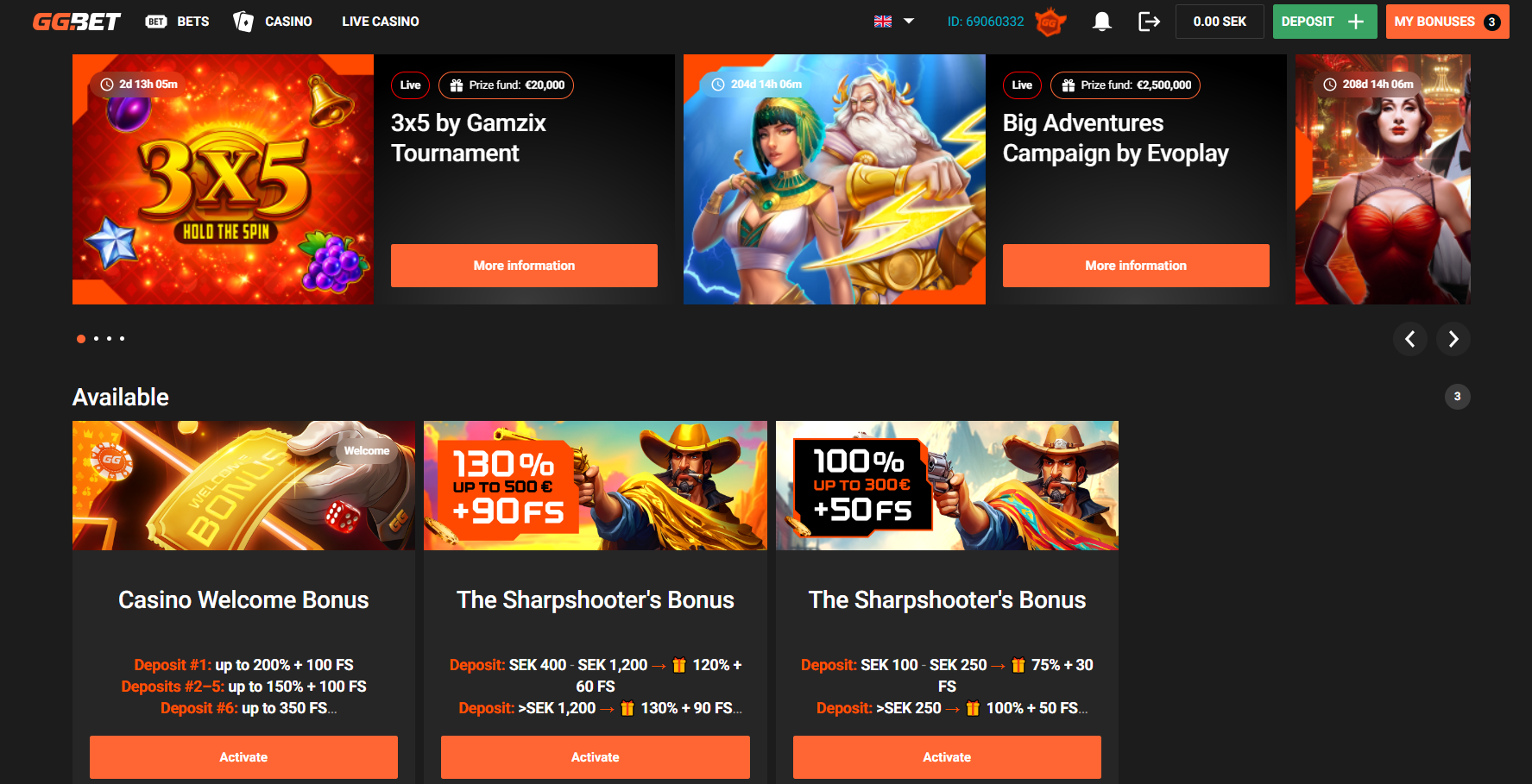 Bonusar hos casinon med insÀttning frÄn 10 kr