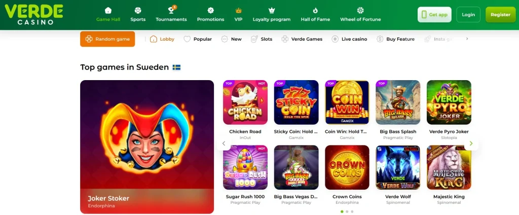 Populära slots på Verde Casino i Sverige