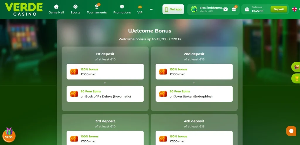 VĂ€lkomstbonus hos Verde Casino