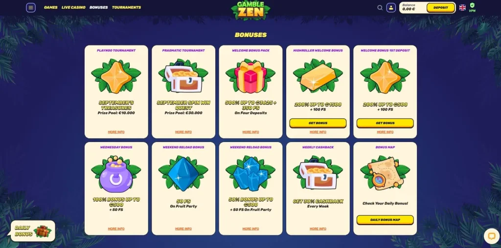 Gamblezen bonuses