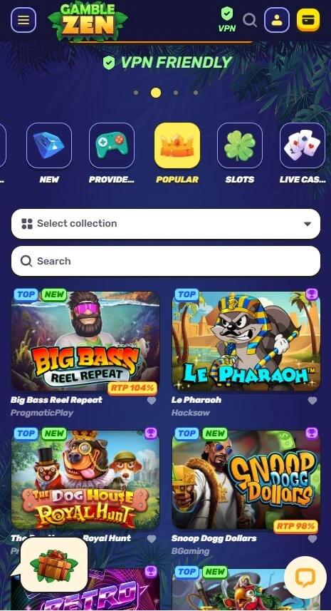 Gamblezen mobilversion