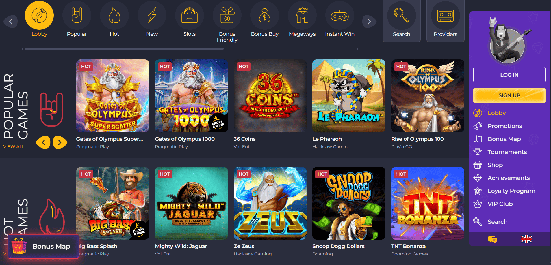 Spelutbud på Rolling Slots
