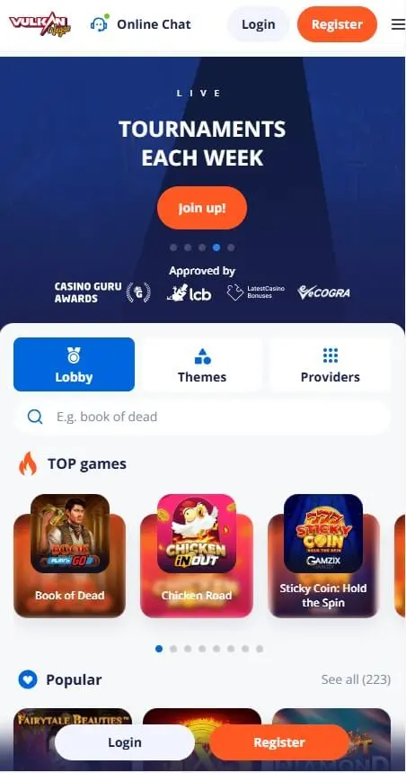 Vulkan casino mobilapplikation